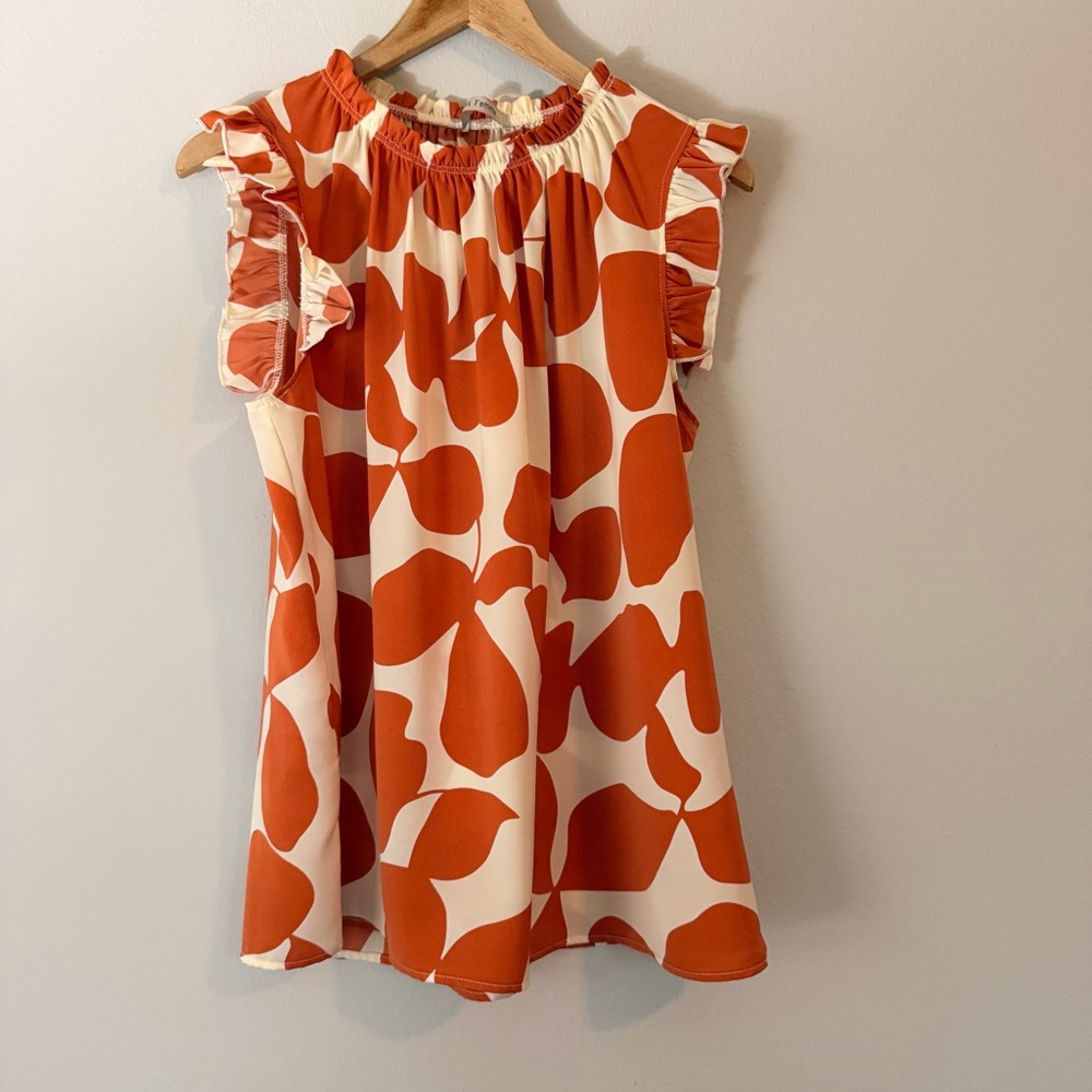 Ces Femme Vibrant Orange and Cream Women’s Top